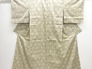 亀甲模様織出し信州紬単衣着物